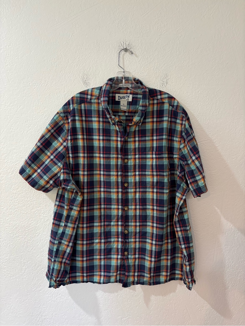 Duluth Untucked Relaxed Fit Short Sleeve Shirt Blue